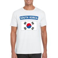 T-shirt met Zuid Koreaanse vlag wit heren - thumbnail