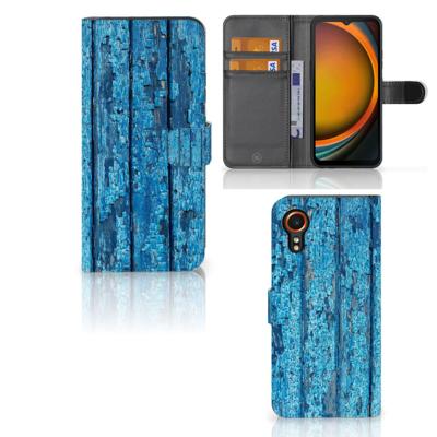 Samsung Galaxy Xcover 7 | Book Style Case | Wood Blue | Portemonnee hoesje Samsung Galaxy Xcover 7 | Book Style Case | Wood Blue | Portemonnee hoesje