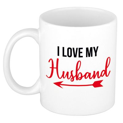I love my husband cadeau mok / beker wit voor Valentijnsdag 300 ml