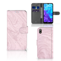 Huawei Y5 (2019) Bookcase Marble Pink - Origineel Cadeau Vriendin