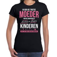 Trotse moeder / kinderen cadeau t-shirt zwart voor dames - thumbnail