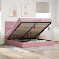 Ottoman bed met matrassen 160x200cm fluweel roze