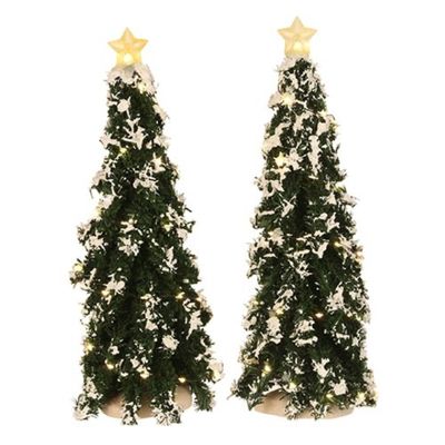 Snowy Conifer With Lights 2 st. - 25x9 cm - Luville