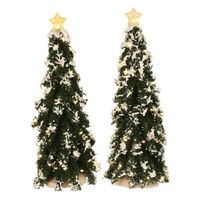 Snowy Conifer With Lights 2 st. - 25x9 cm - Luville