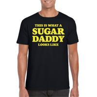 Verkleed T-shirt voor heren - sugar daddy - zwart - glitter geel - carnaval/themafeest - Vaderdag Verkleed T-shirt voor heren - sugar daddy - zwart - glitter geel - carnaval/themafeest - Vaderdag