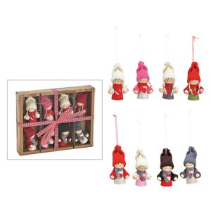 Kersthangers - 8x - poppetjes - 4 x 7 x 3 cm - kerstversiering