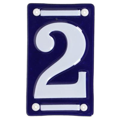 Best for Boots Huisnummer 2 - oudhollands - emaille - 7 x 12 cm - blauw/wit - nummer bordje