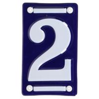 Best for Boots Huisnummer 2 - oudhollands - emaille - 7 x 12 cm - blauw/wit - nummer bordje
