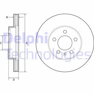 Remschijf DELPHI, Remschijftype: Geventileerd: , u.a. für Seat, VW, Audi, Skoda