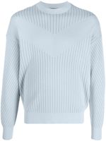 Emporio Armani pull en maille épaisse nervurée - Bleu