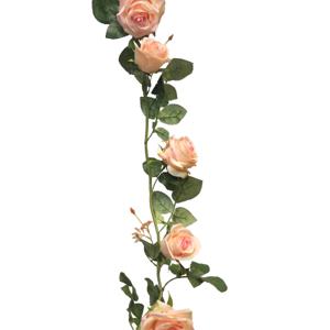 Kunstbloemen slinger rozen Emily - 145 cm - perzikroze - guirlande - decoratie - bruiloft versiering