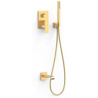 Regendouche set Tres Cuadro | Inbouw | Mengkraan | 2-weg | rechthoek | 24k Goud mat