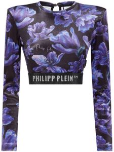 Philipp Plein haut fleuri à logo - Noir