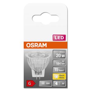 OSRAM 4058075433403 LED-lamp Energielabel E (A - G) GU4 Reflector 1.8 W = 20 W Warmwit (Ø x l) 35 mm x 38 mm 1 stuk(s)