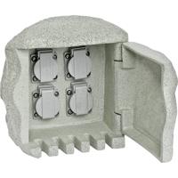EVN 230418 Buitenstopcontact 4-voudig Granietgrijs (mat) Steenlook