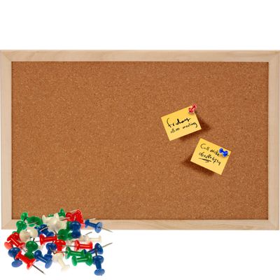Prikbord incl. 40x punaises gekleurd - 30 x 45 cm - kurk