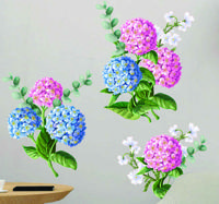 Stickers Roze en Blauwe Bloemen