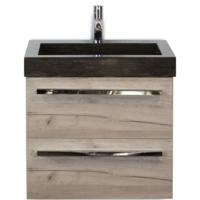 Seville Badmeubelset 60 cm - Craft Oak - Wastafel Hardsteen Wit Lucca