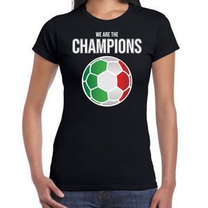 Italie EK/ WK supporter t-shirt we are the champions met Italiaanse voetbal zwart dames