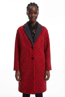 Gebreide jurk met sierranden - RED - XL