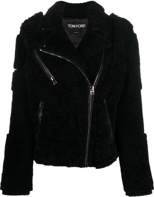 TOM FORD veste zippée en peau lainée - Noir