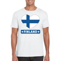 Finland hart vlag t-shirt wit heren 2XL  -