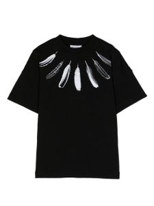 Marcelo Burlon County Of Milan Kids t-shirt en coton à plumes imprimées - Noir