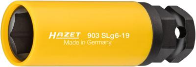 HAZET Krachtdopsleutel 903SLG6-19 · 1/2 inch (12,5 mm) vierkant hol, 24 mm buitenzeskant · Buiten-zeskant-tractieprofiel · SW 19 mm