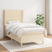 Boxspring met matras stof crèmekleurig 100x200 cm