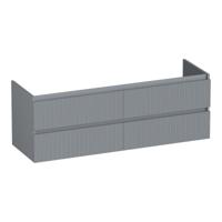 Brauer Joy Wavy - Onderkast - 140 cm - met 4 Softclose Lades Greeploos en 2 Sifon Uitsparingen - Mat Grijs