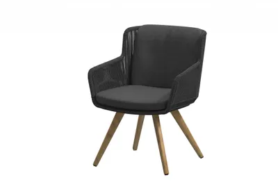 Tuinstoel Flores teak onderstel - antraciet | 4 Seasons Outdoor
