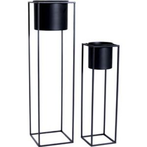 LIFA LIVING Moderne Plantenbak, Set Van 2, Zwarte Plantenhouders ...