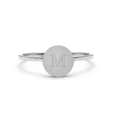 Gegraveerde initialen ring - Stainless steel - Zilver - Ringmaat 17
