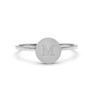 Gegraveerde initialen ring - Stainless steel - Zilver - Ringmaat 17