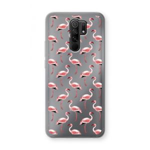 Flamingoprint groen: Xiaomi Redmi 9 Transparant Hoesje