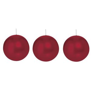 Trend Candles Bolkaars glad - 3x - bordeaux rood - 8 cm - 25 branduren - ronde kaarsen