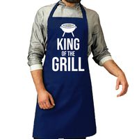 Vaderdag cadeau schort - king of the grill - donkerblauw - keukenschort - heren - verjaardag