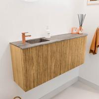 Toiletmeubel Mondiaz Joya Dlux | 101.6 cm | Meubelkleur Oak | Faye wastafel Oza Wasbak Links | 1 kraangat
