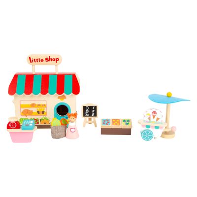 Small Foot houten meeneem speelwinkel poppenhuis, 15dlg.