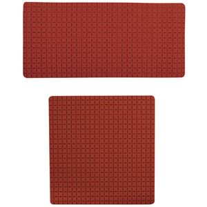 MSV Douche/bad anti-slip matten set badkamer - rubber - 2x stuks - terracotta - 2 formaten