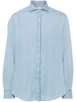 Brunello Cucinelli chemise en coton à col italien - Bleu - thumbnail