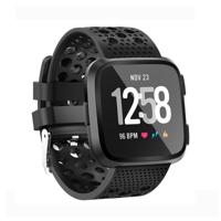 Smart Watch ontluchting cirkel gat polsband horlogebandje voor Fitbit versa (zwart)