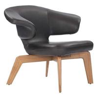 ClassiCon Munich fauteuil walnoot onderstel, zwart leer