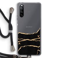 Gouden marmer: Sony Sony Xperia 10 III Transparant Hoesje met koord