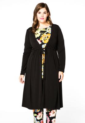 Yoek Vest met taillekoord | Zwart | Maat 54/56