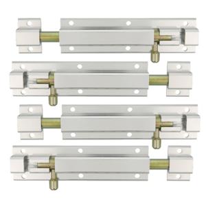 AMIG schuifslot/plaatgrendel - 4x - aluminium - 35cm - zilver - incl schroeven - deur - raam