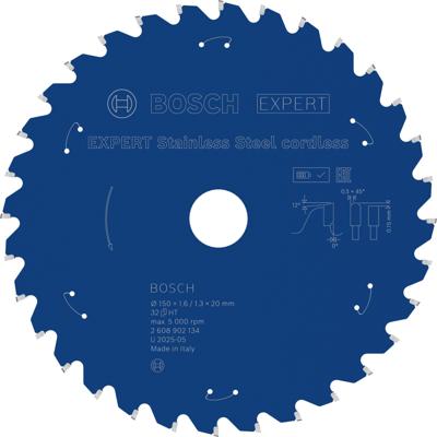Bosch Accessoires EXPERT Stainless Steel cordless Cirkelzaagblad | 150 x 1,6/1,3 x 20 mm | T32 - 2608902134