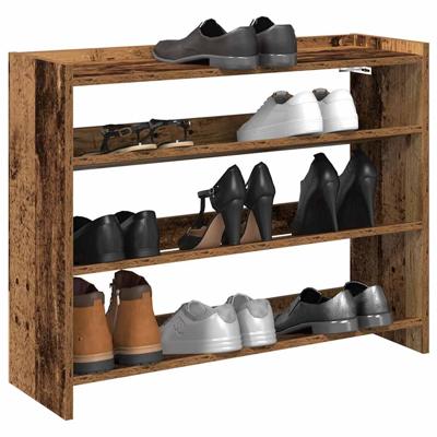 Schoenenrek 80x25x62 cm bewerkt hout oud houtkleurig