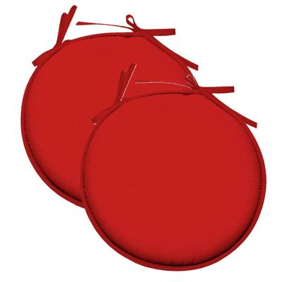 Stof Textile Home stoelkussens - 2x - rood - D40 x H3 cm - voor binnen - rond