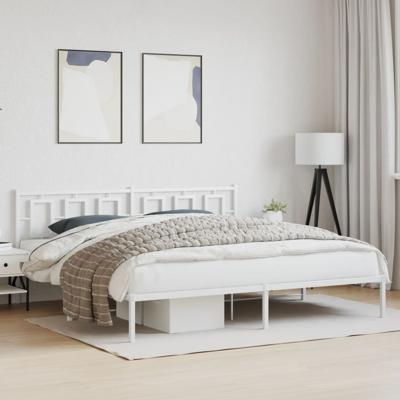Bedframe met hoofdbord metaal wit 200x200 cm